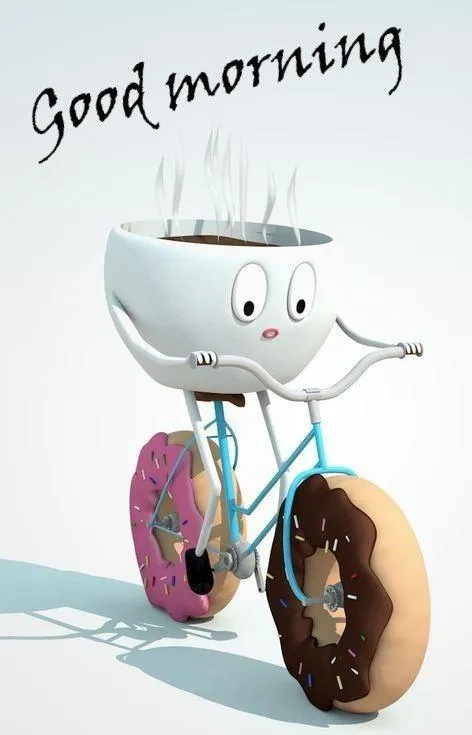 Toy Cart with Mugs and Hearts Says Good Morning Wallpaper