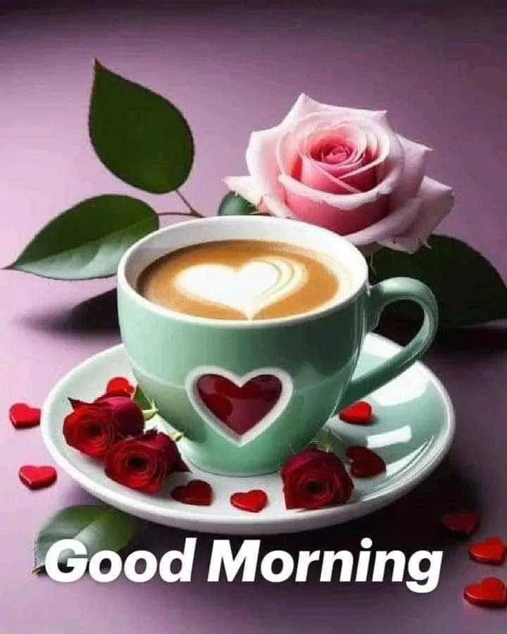 Twin Heart Cups with Floral Design for Joyful Morning