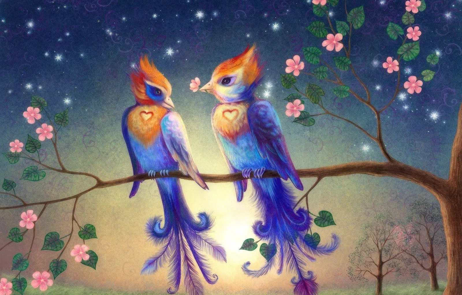 Two Birds Together Symbolizing Lifelong True Love Wallpaper