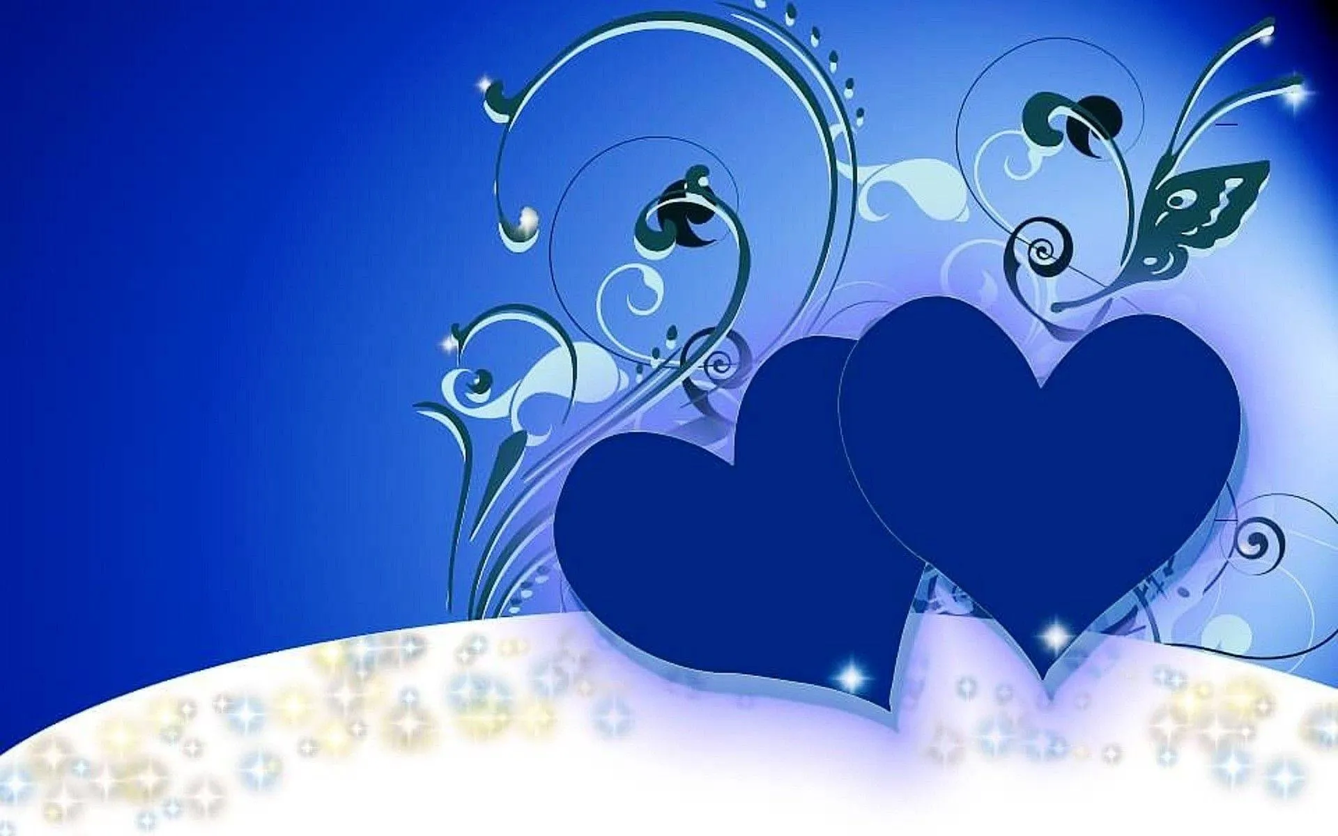 Two Blue Hearts on White Background for Pure Romance