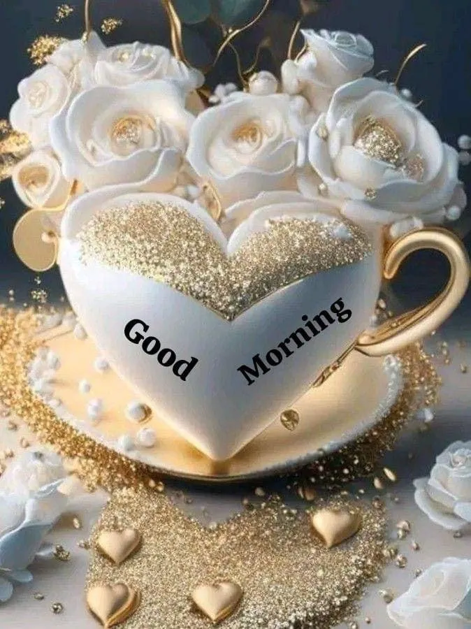 Two Cups of Coffee with Good Morning Text Wallpaper