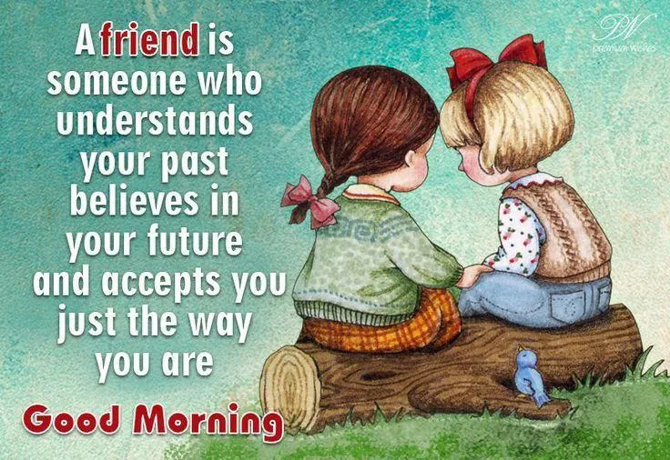 Two Kids Hugging with Sweet Morning Message Wallpaper