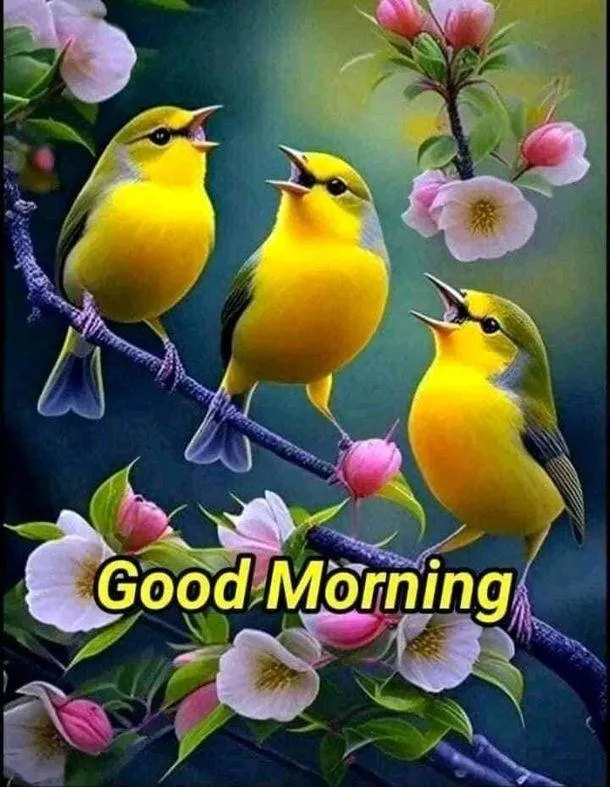 Two Parrots Sitting Close Spreading Morning Cheer Image