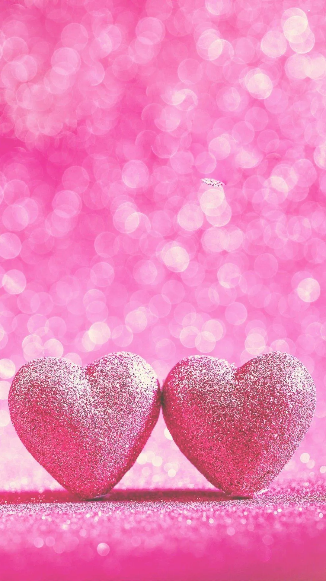 Two Pink Hearts on Soft Background of Affection Wallpaper