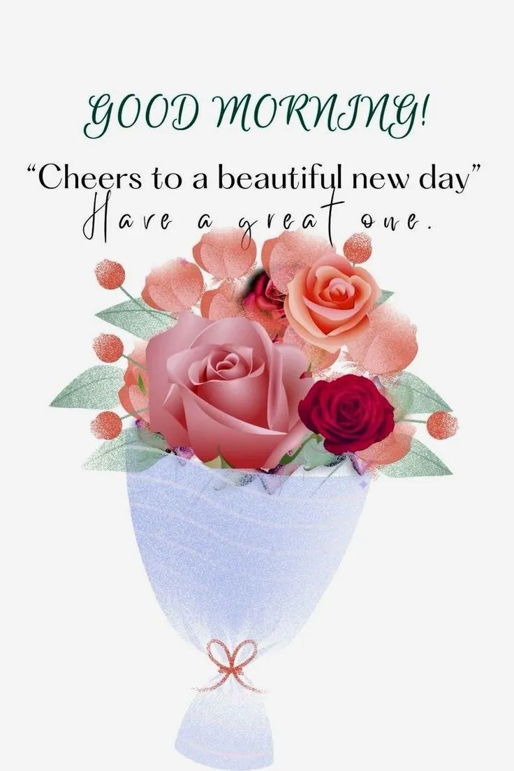 Vase with Pink Flowers and Bright Morning Motivation