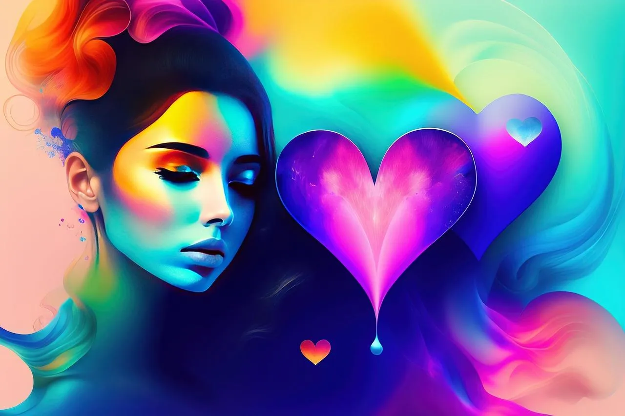 Vibrant Artistic Portrait Showing Colorful Love Wallpaper