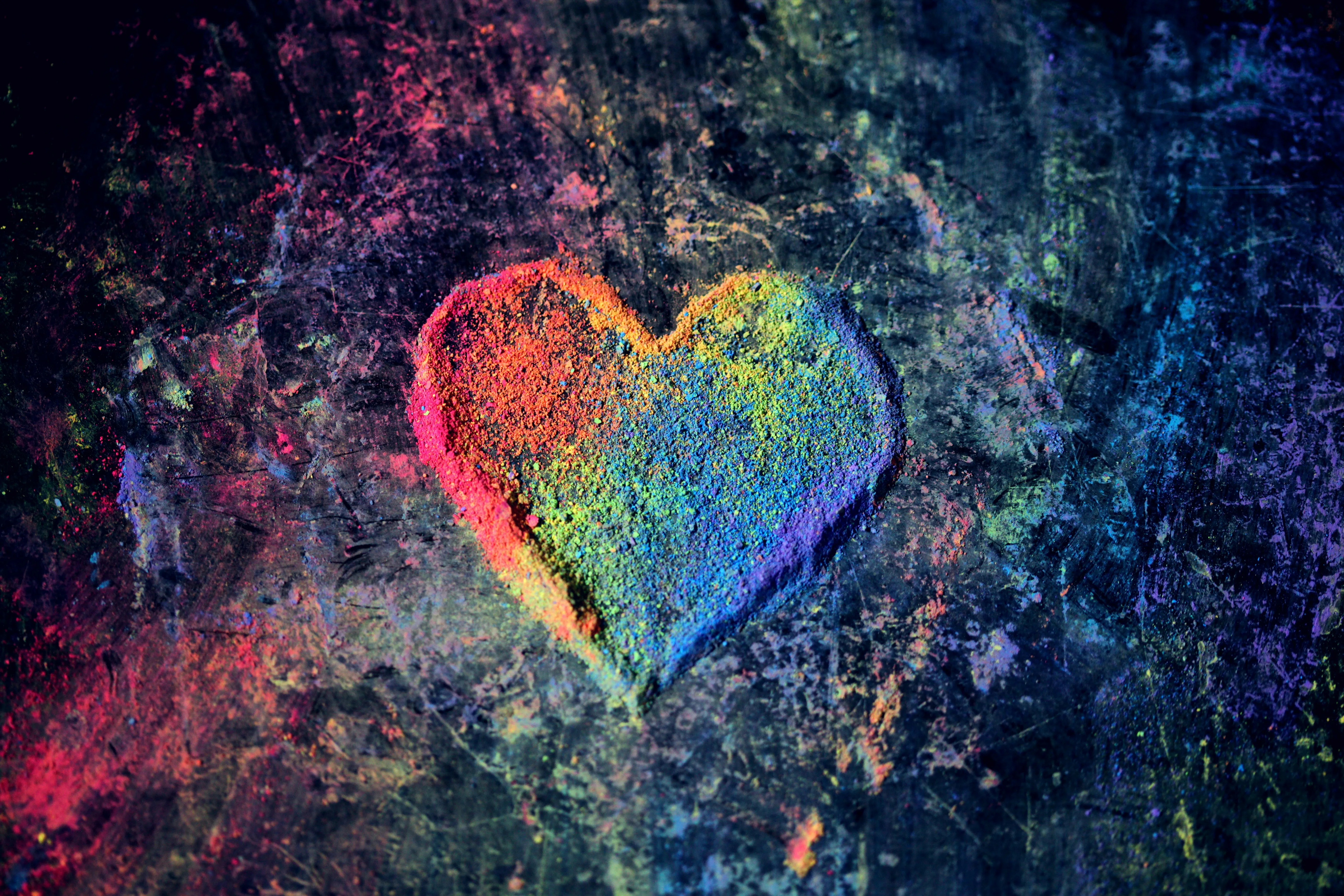 Vibrant Heart Shape Painted on Colorful Ground Wallpaper
