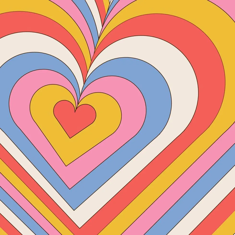 Vibrant Retro Heart Layers Abstract Pop Art Design Image