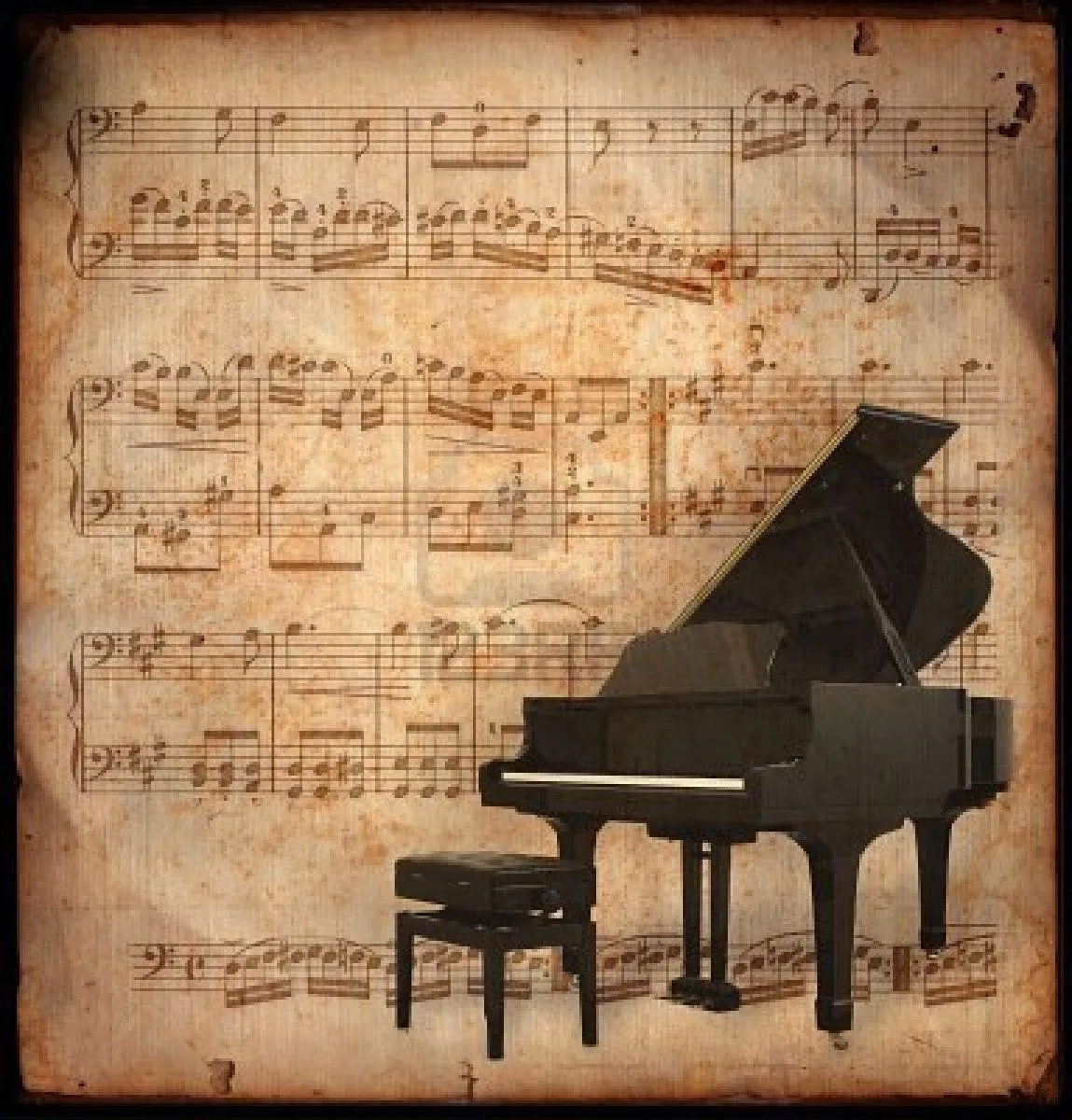 Vintage Piano Sheet Symbol of Musical Love Wallpaper