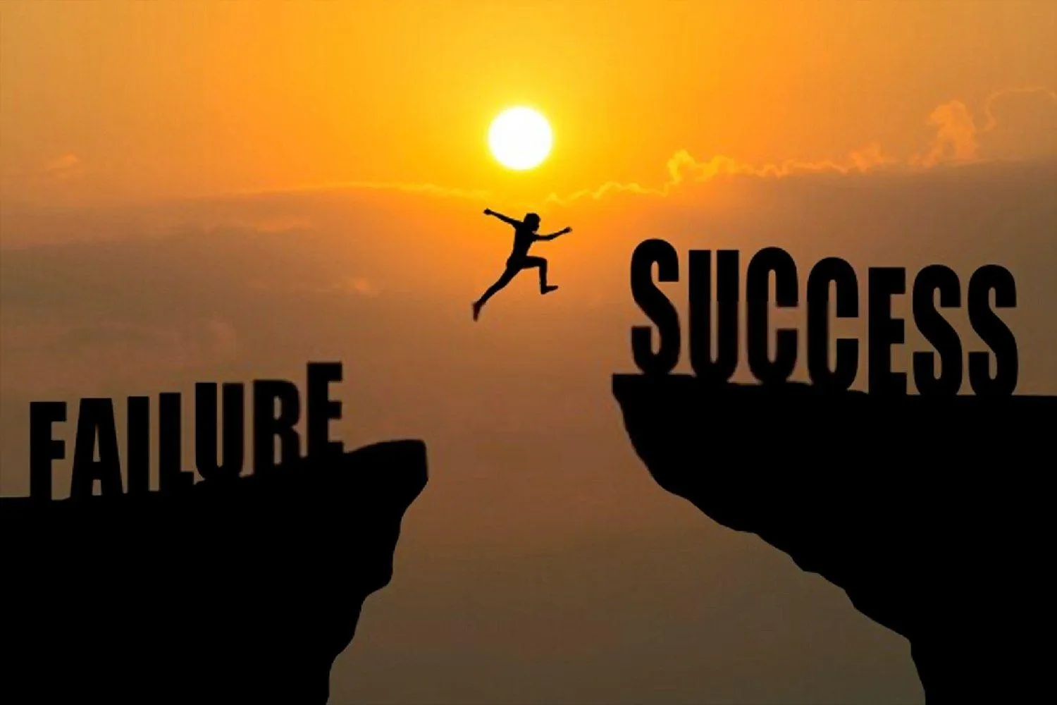 Walking from Failure to Success Silhouette Sunset Wallpaper
