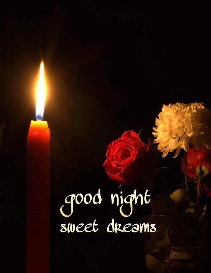 Wallpaper of Candle Light Good Night Sweet Dreams Text Image