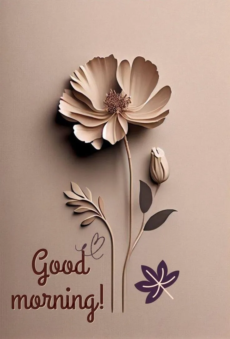 Wallpaper of Good Morning Brown Flowers on Beige Background