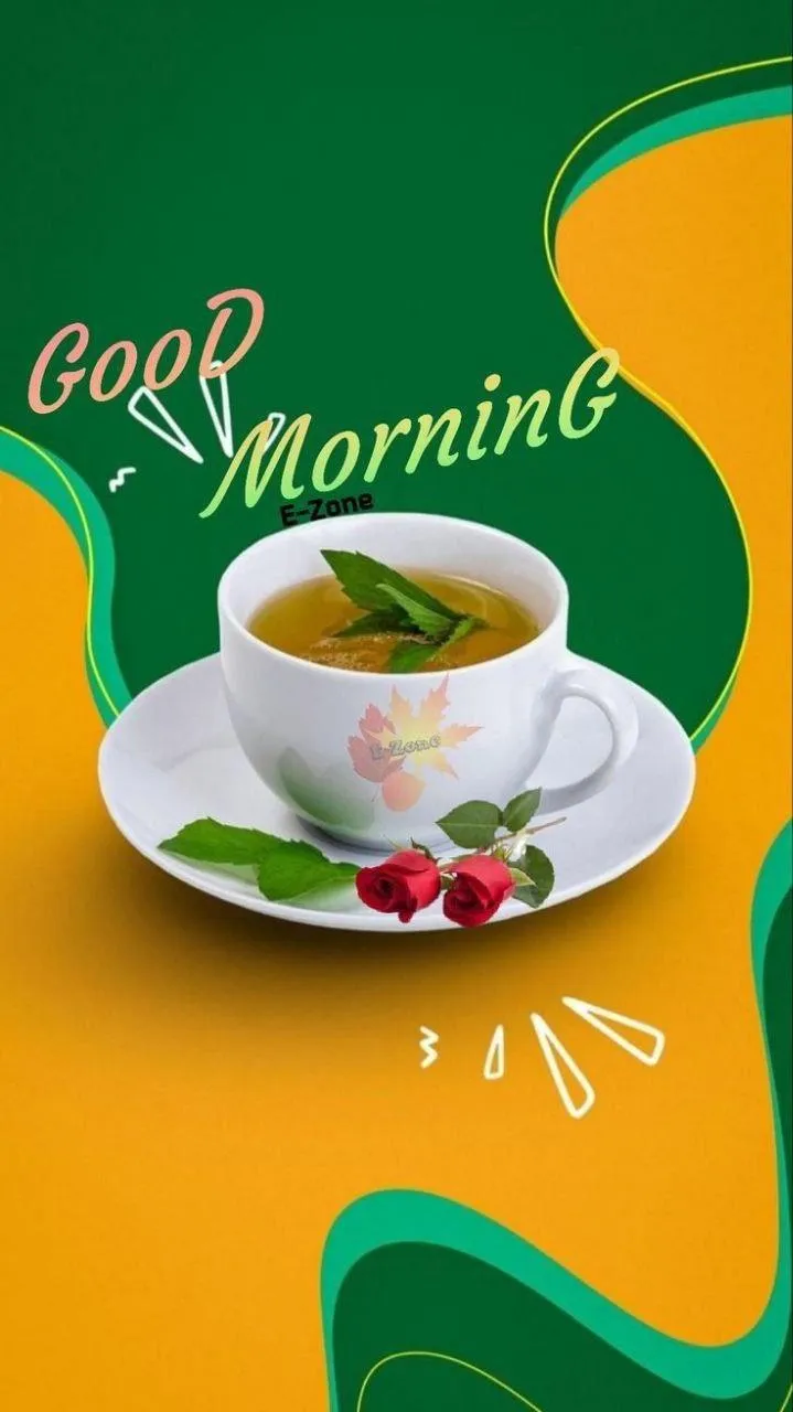 Wallpaper of Good Morning with Tea and Green Background