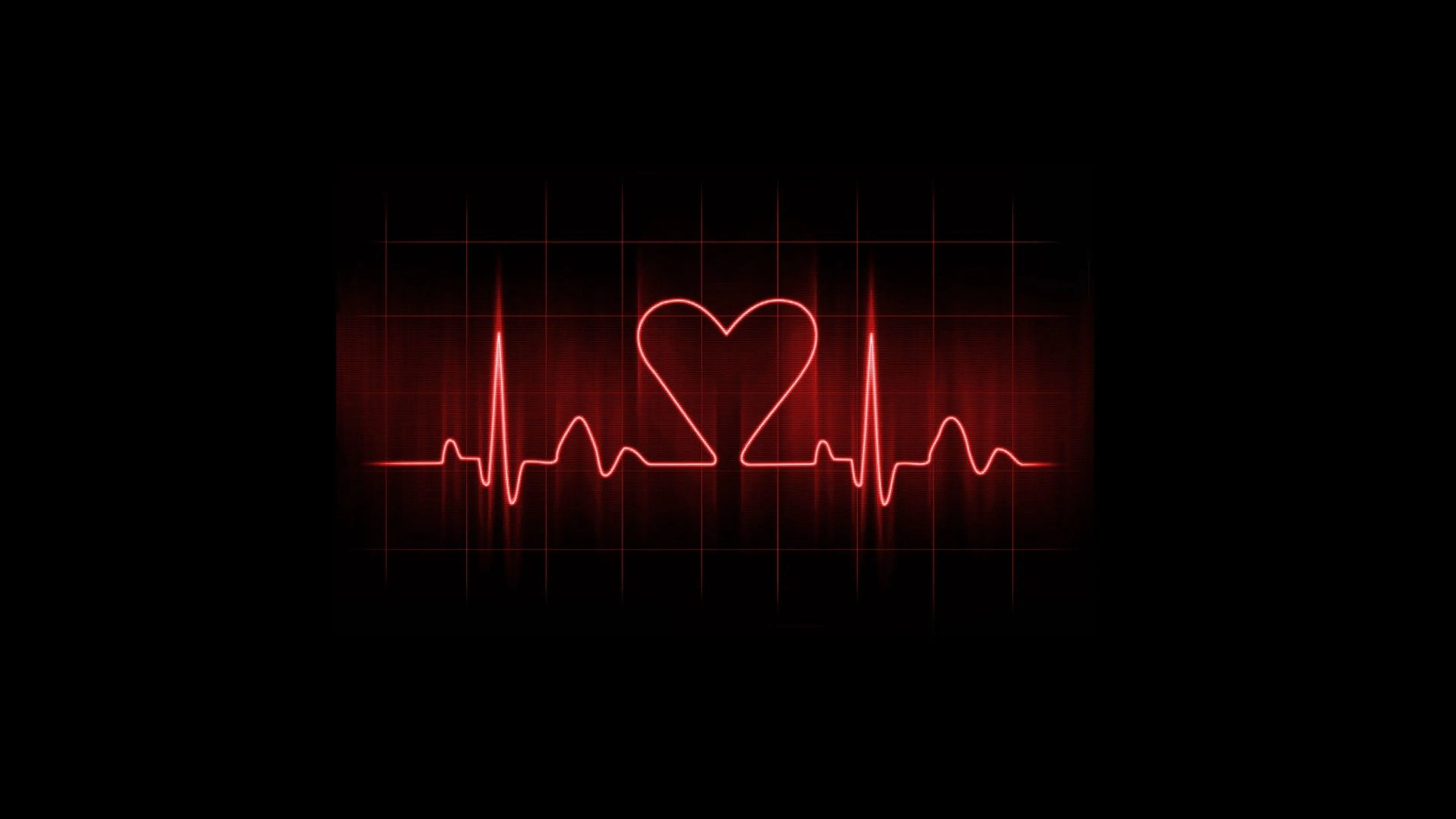 Wallpaper of Heartbeat Line Design Showing Love Connection