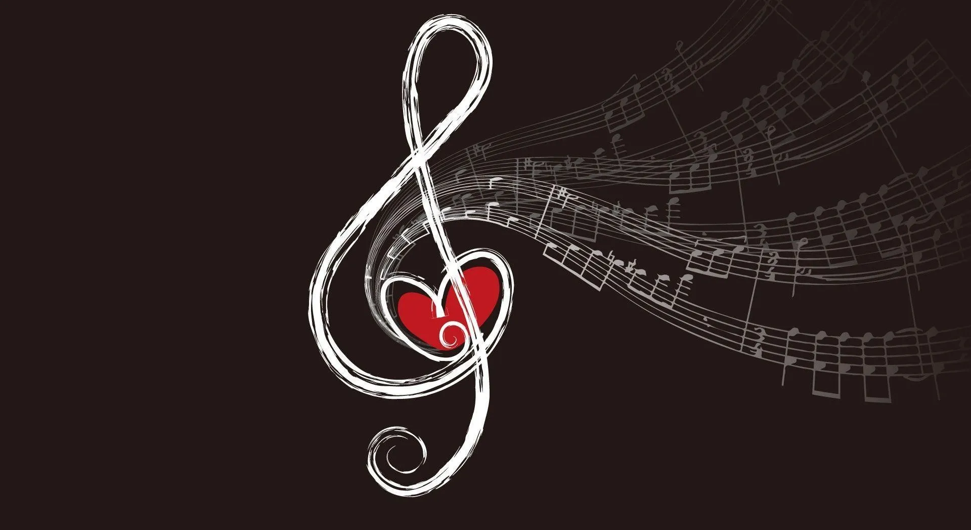 Wallpaper of Musical Heart Note Expressing Romantic Harmony