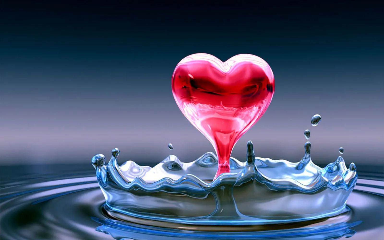 Wallpaper of Red Heart Splashing from Water in Romantic Mood