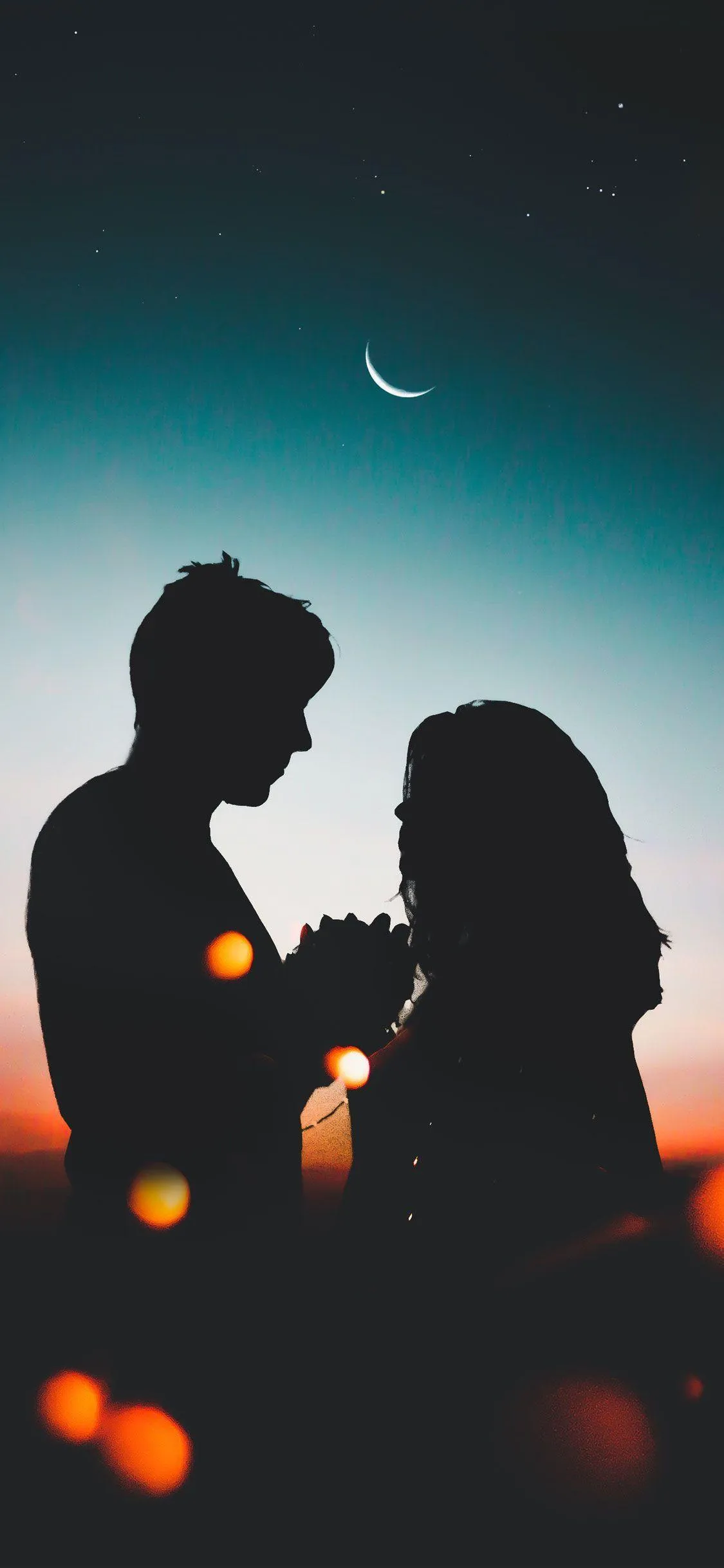 Wallpaper of Romantic Couple Silhouette Love Sunset Moment