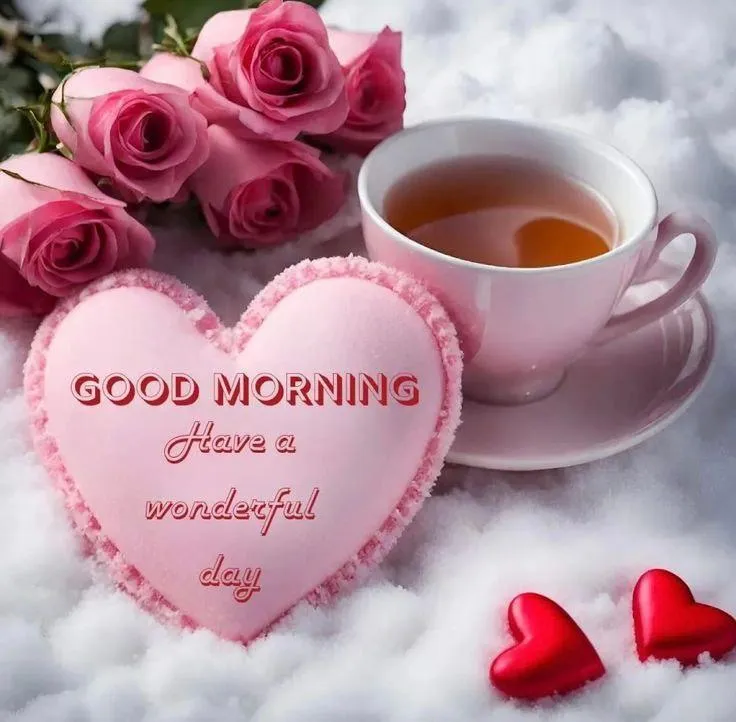 Warm Pink Cup with Morning Quote for a Gentle Start