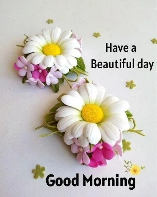 White and Purple Flowers with Sweet Good Morning Wallpaper