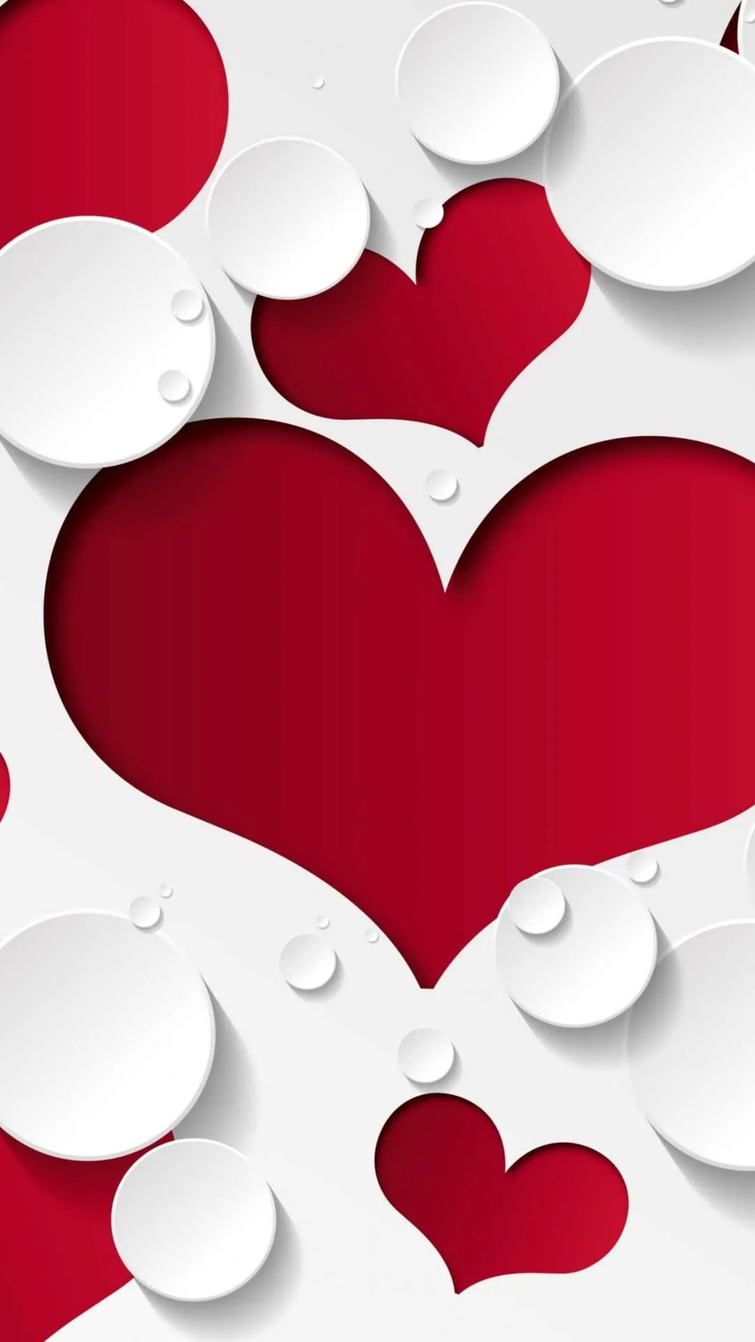 White and Red Paper Heart Design Romantic Artwork Wallpaper