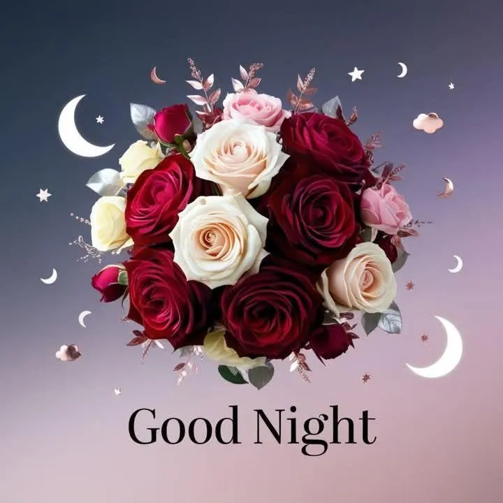 White and Red Roses with Gentle Good Night Message