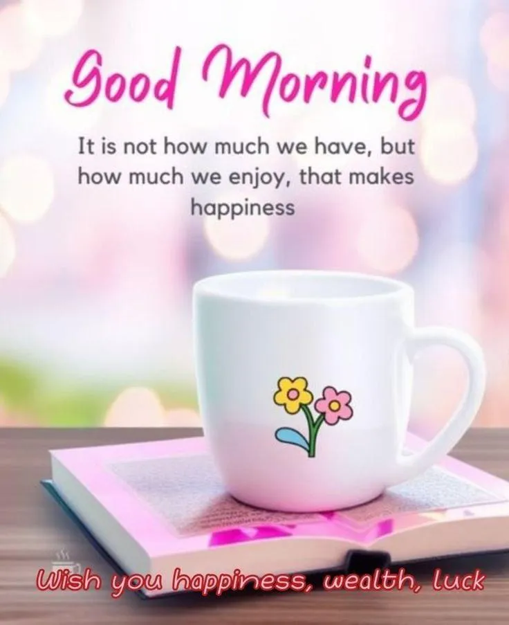White Cup and Notebook with Good Morning Message Wallpaper