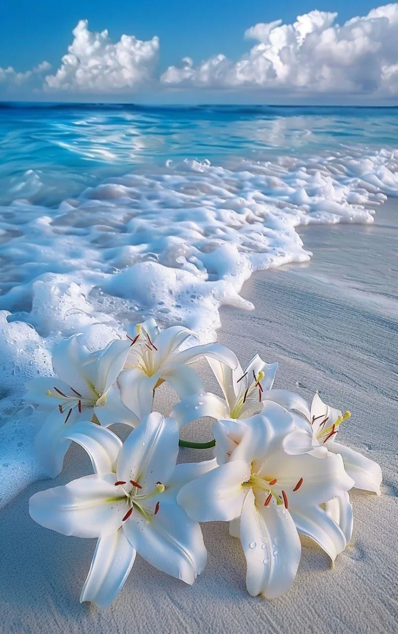 White Daisy Flowers with Fresh Water and Blue Tone