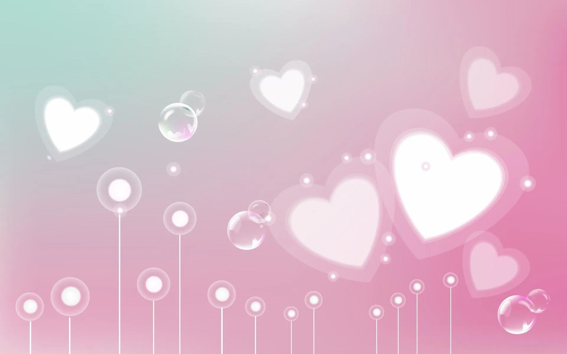 White Hearts Floating in Soft Pink Dreamy Background