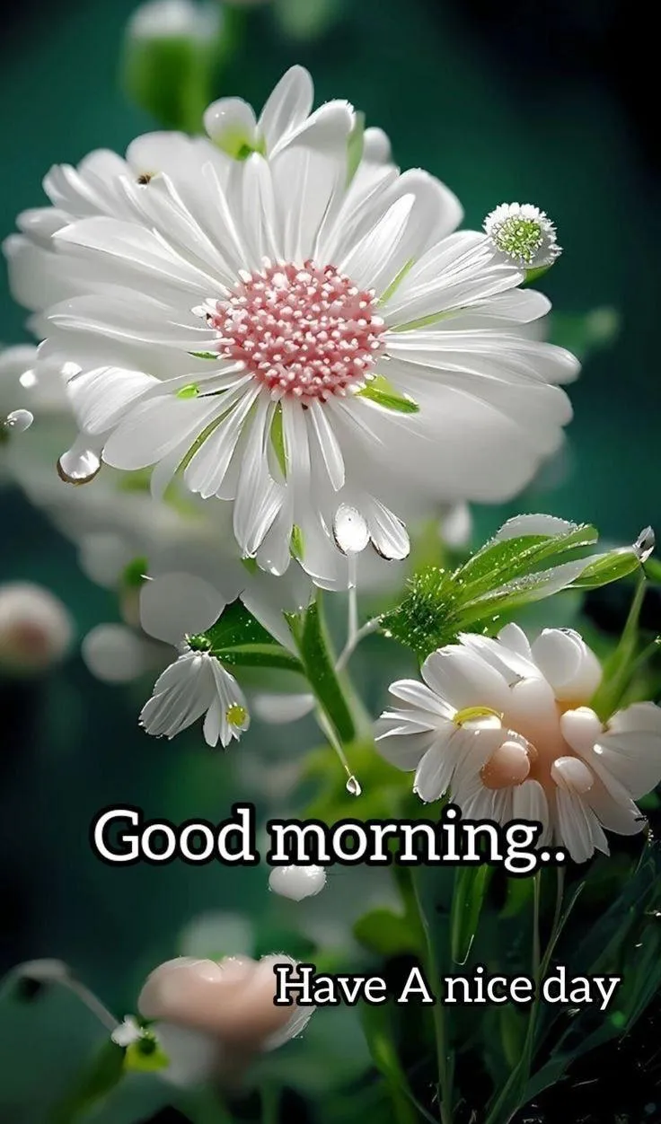 White Rose and Dew Drops with Bright Morning Wishes