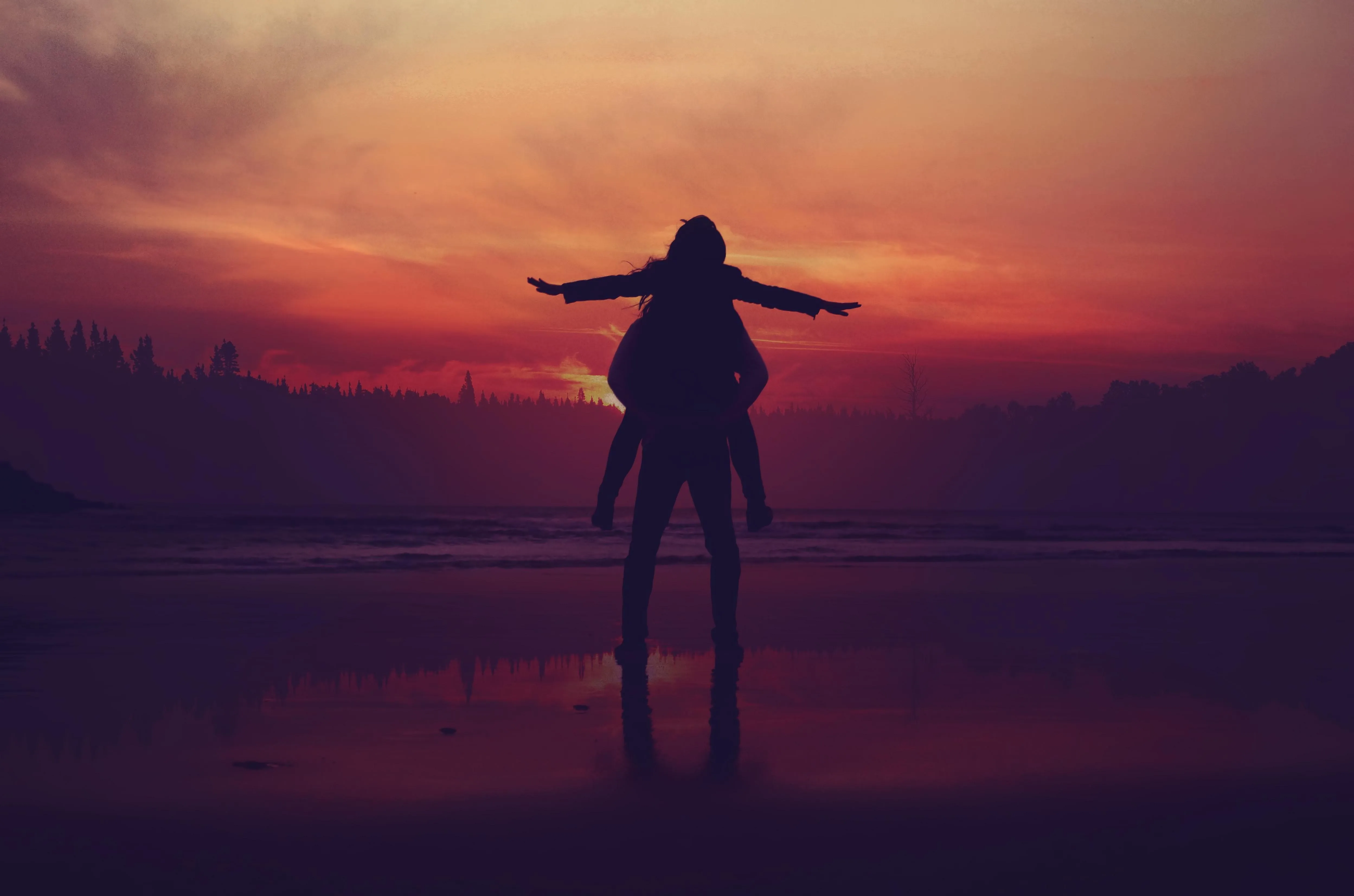 Woman Enjoying Sunset Representing Freedom Love Wallpaper