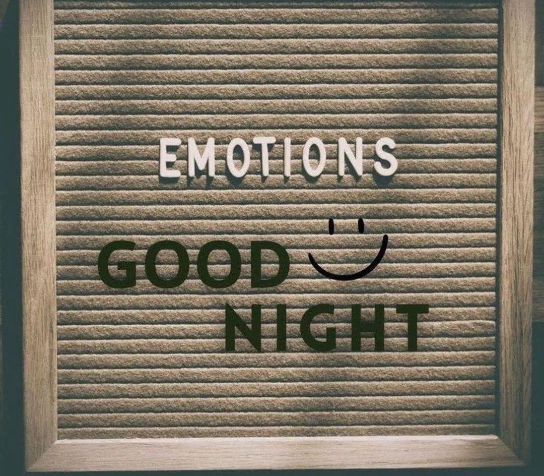 Wooden Board Saying Good Night Emotions and Peace Image