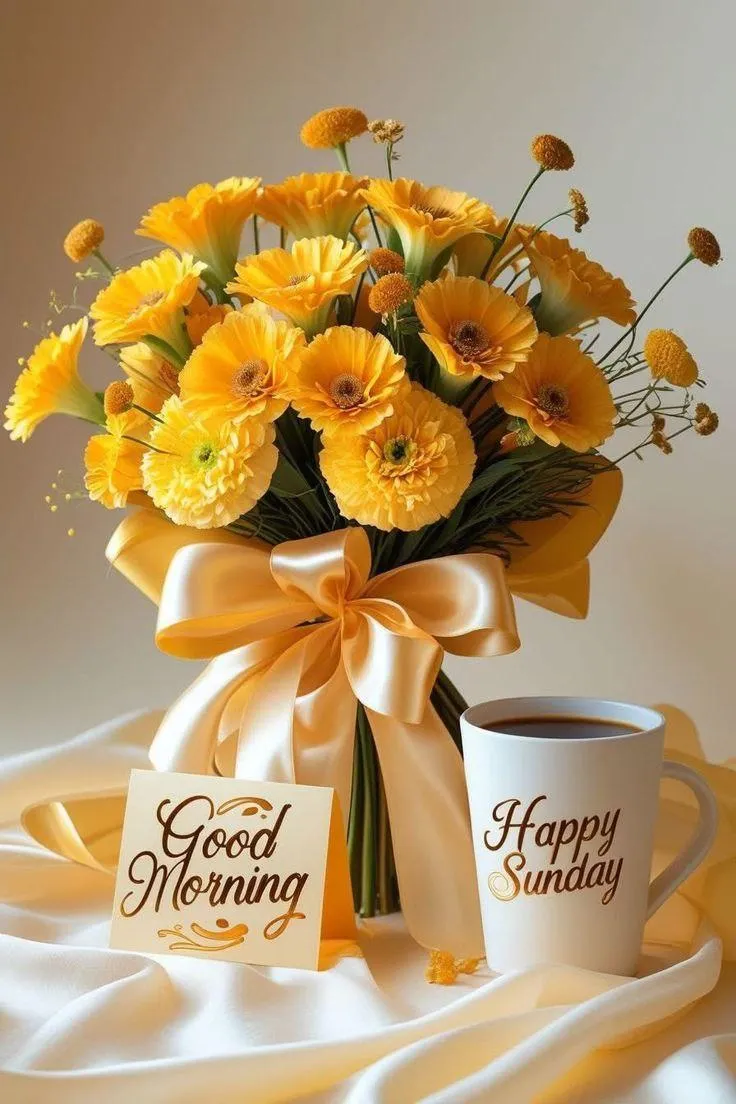 Yellow Flower Bouquet with Good Morning Wishes Wallpaper