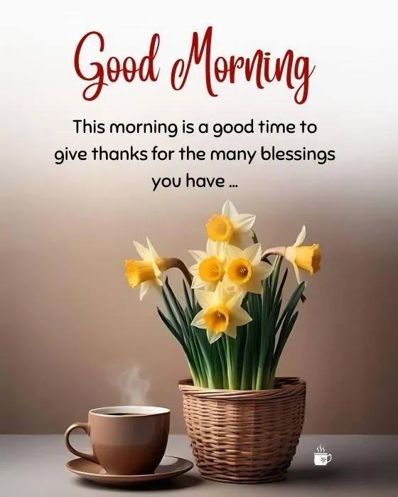 Yellow Flowers with Good Morning Inspirational Text