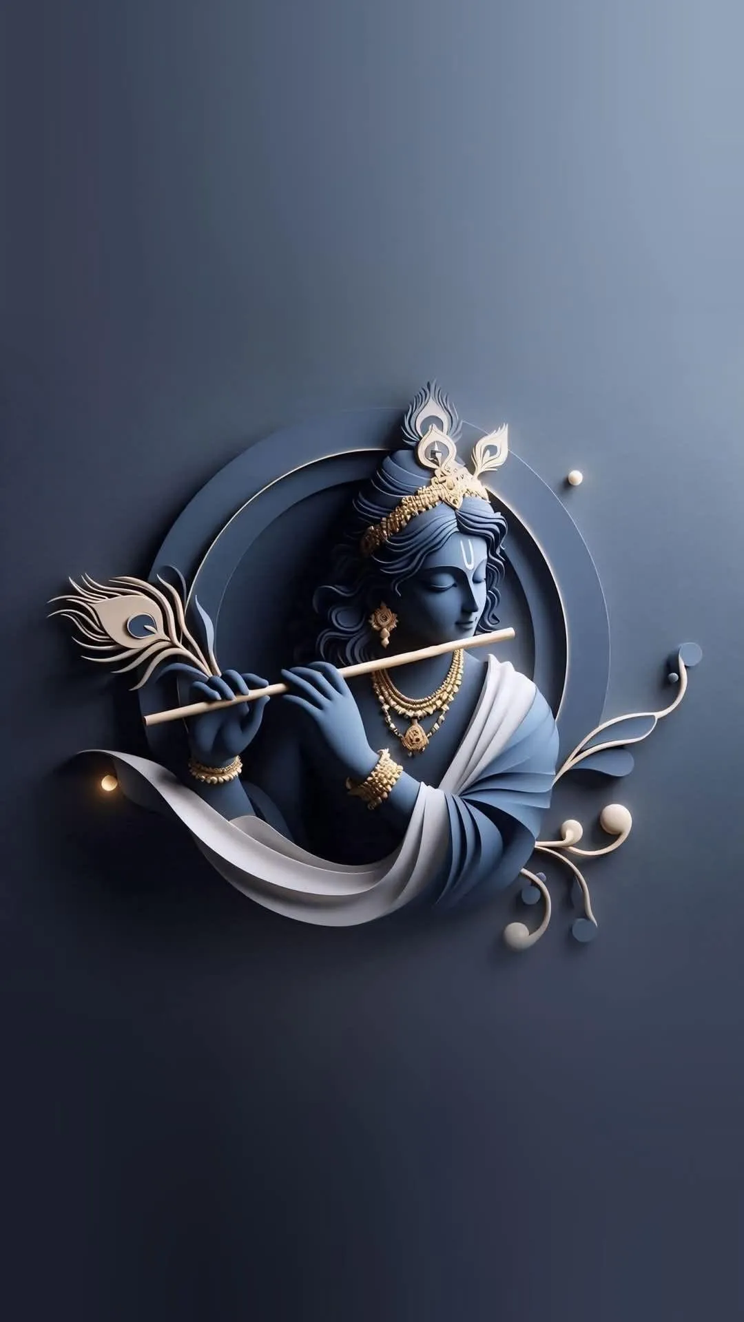Artistic Lord Krishna Playing Flute in Modern Divine Art