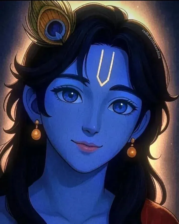 Beautiful Closeup of Lord Krishna Divine Face Wallpaper