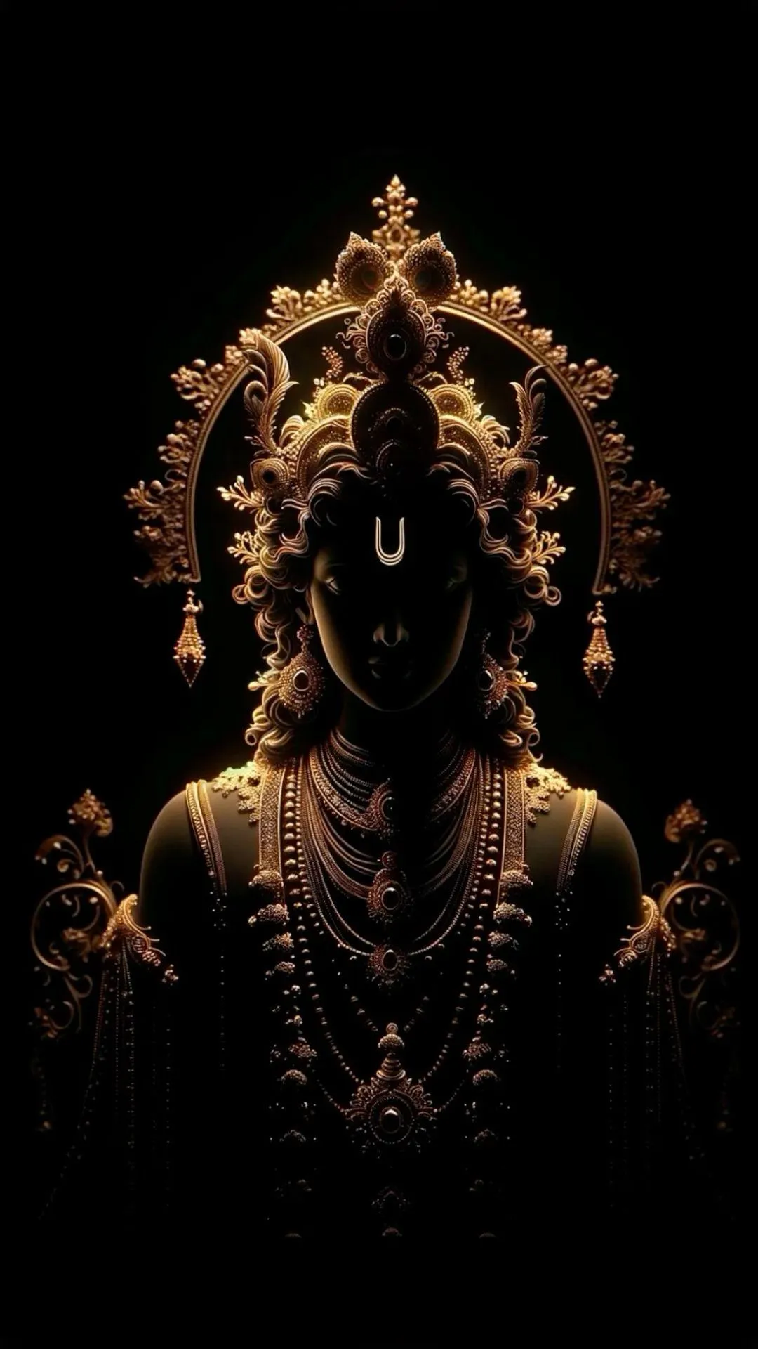 Dark Divine Silhouette of Lord Venkateswara Temple Idol
