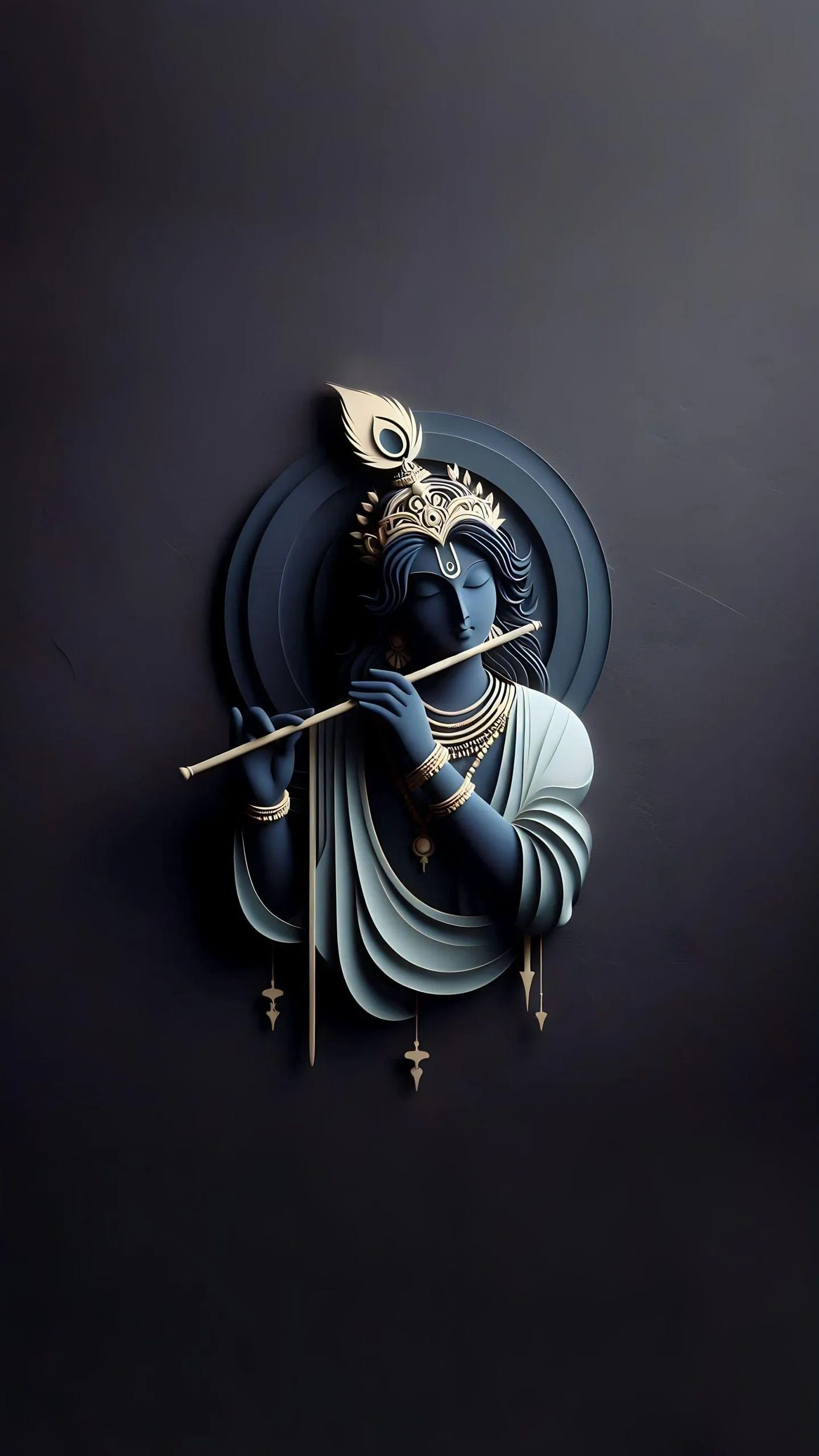Elegant Lord Krishna Playing Flute Minimal Artistic Style