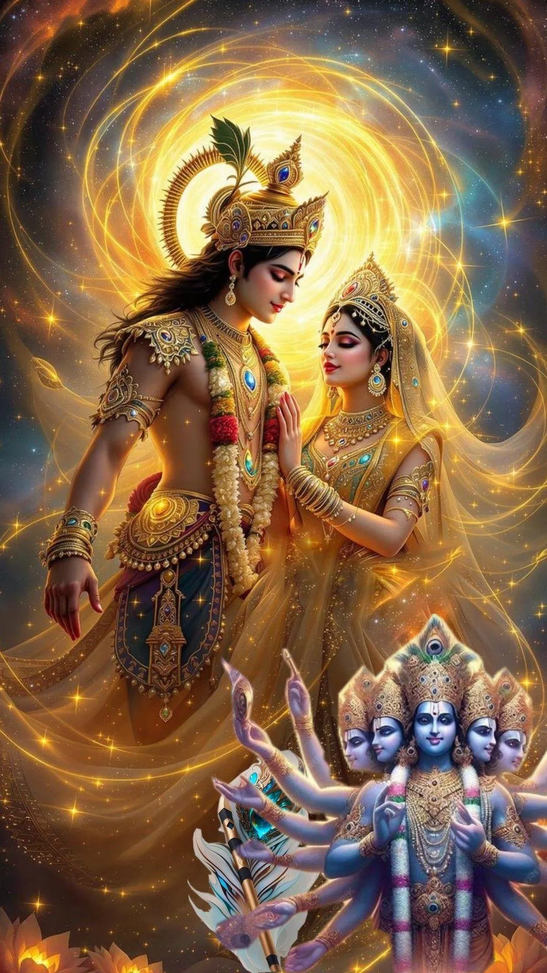 Krishna Revealing Vishwaroopa Divine Cosmic Form Wallpaper