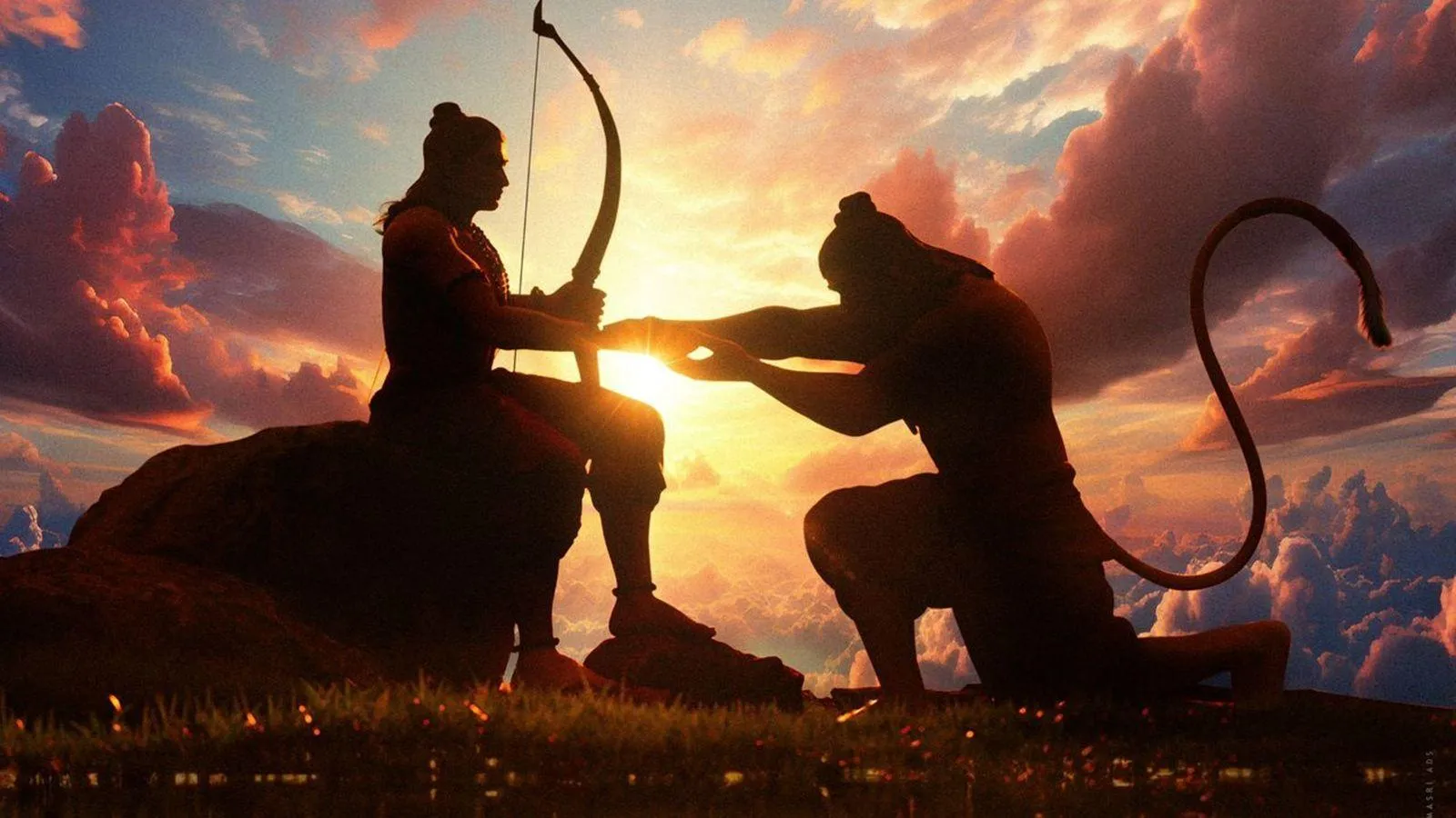 Lord Ram and Hanuman Sharing Sacred Bond of Devotion