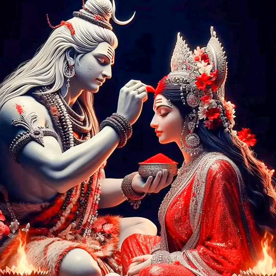 Lord Shiva Blessing Goddess Parvati with Love Divine Wallpaper