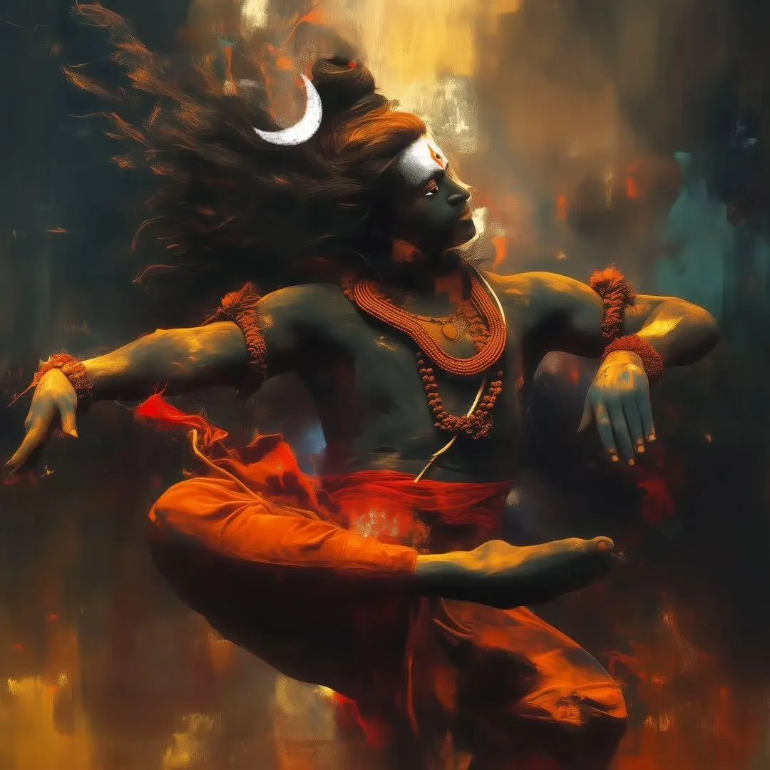 Lord Shiva Dancing in Fiery Divine Cosmic Wallpaper