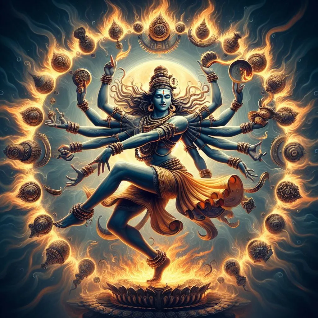 Lord Shiva in Tandav Dance Surrounded by Energy Wallpaper