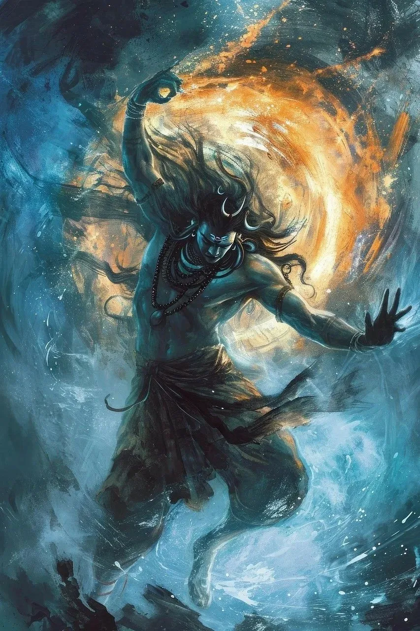 Lord Shiva Performing Tandav with Fire Aura Wallpaper