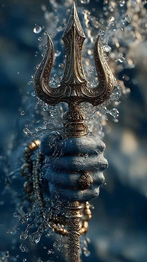 Lord Shiva Trishul Emerging from Water Download Wallpaper