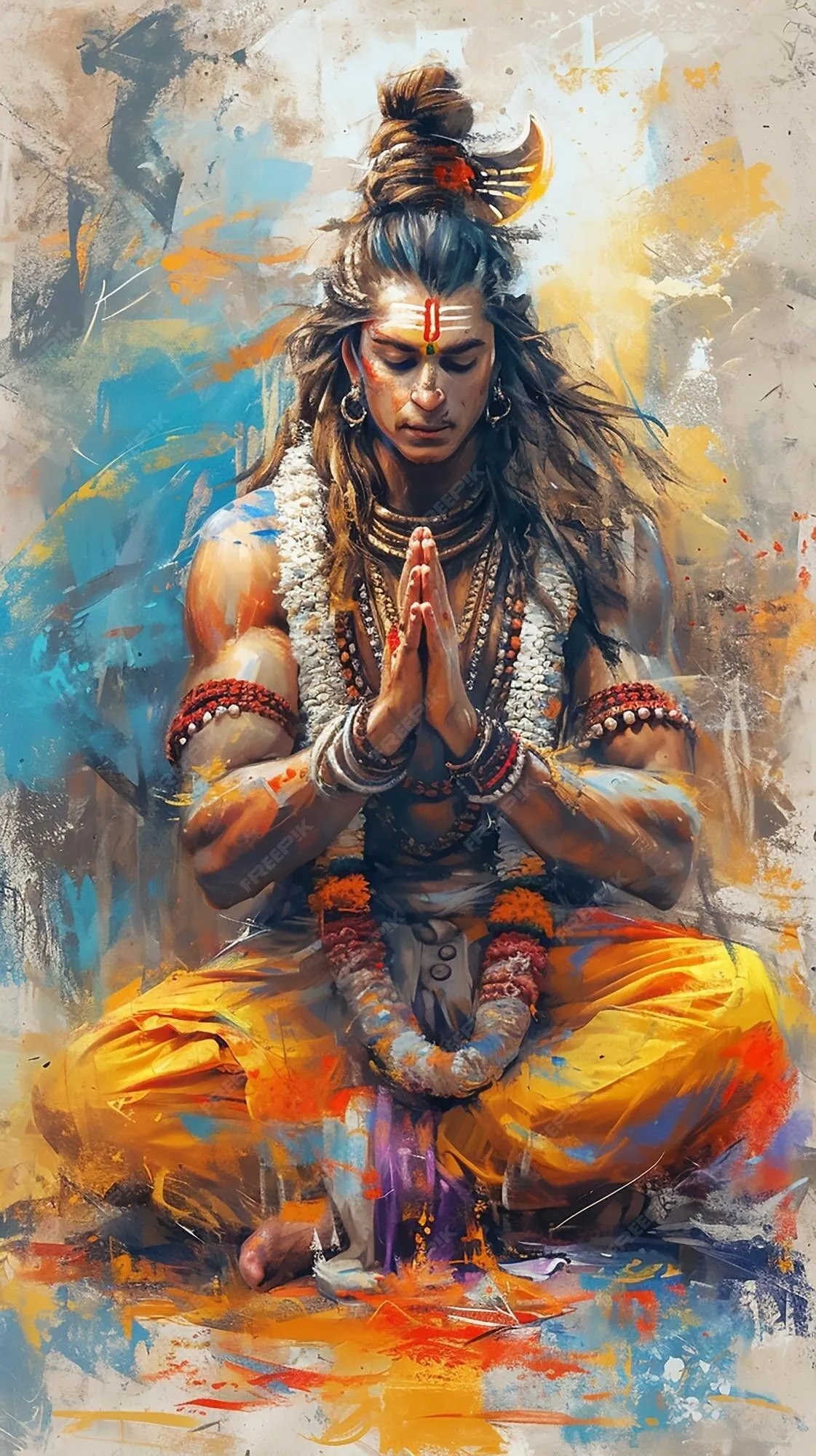 Meditating Lord Shiva Surrounded by Cosmic Energy Wallpaper