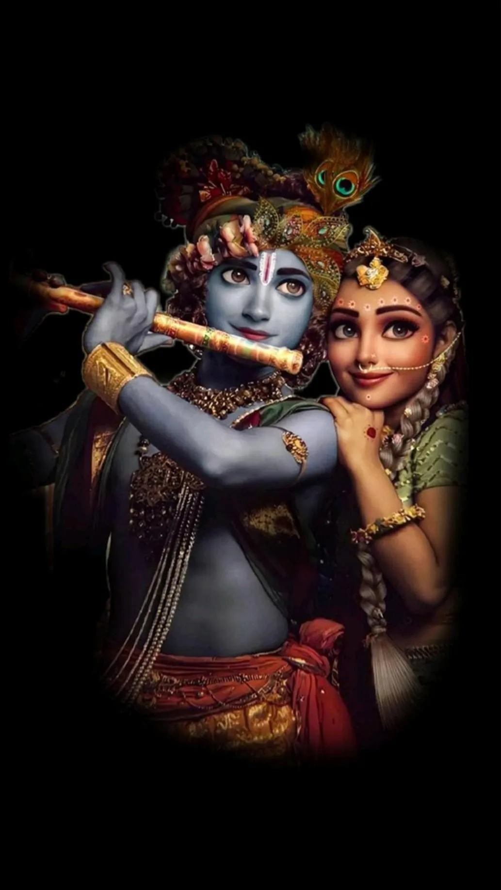 Radha Krishna Eternal Love with Flute and Divine Glow