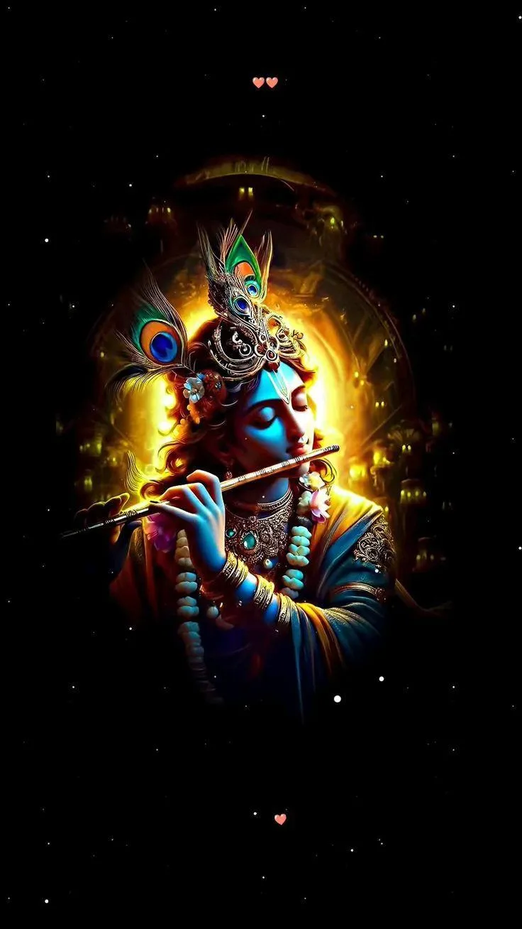 Radiant Lord Krishna Glowing Flute Melody of Eternal Love