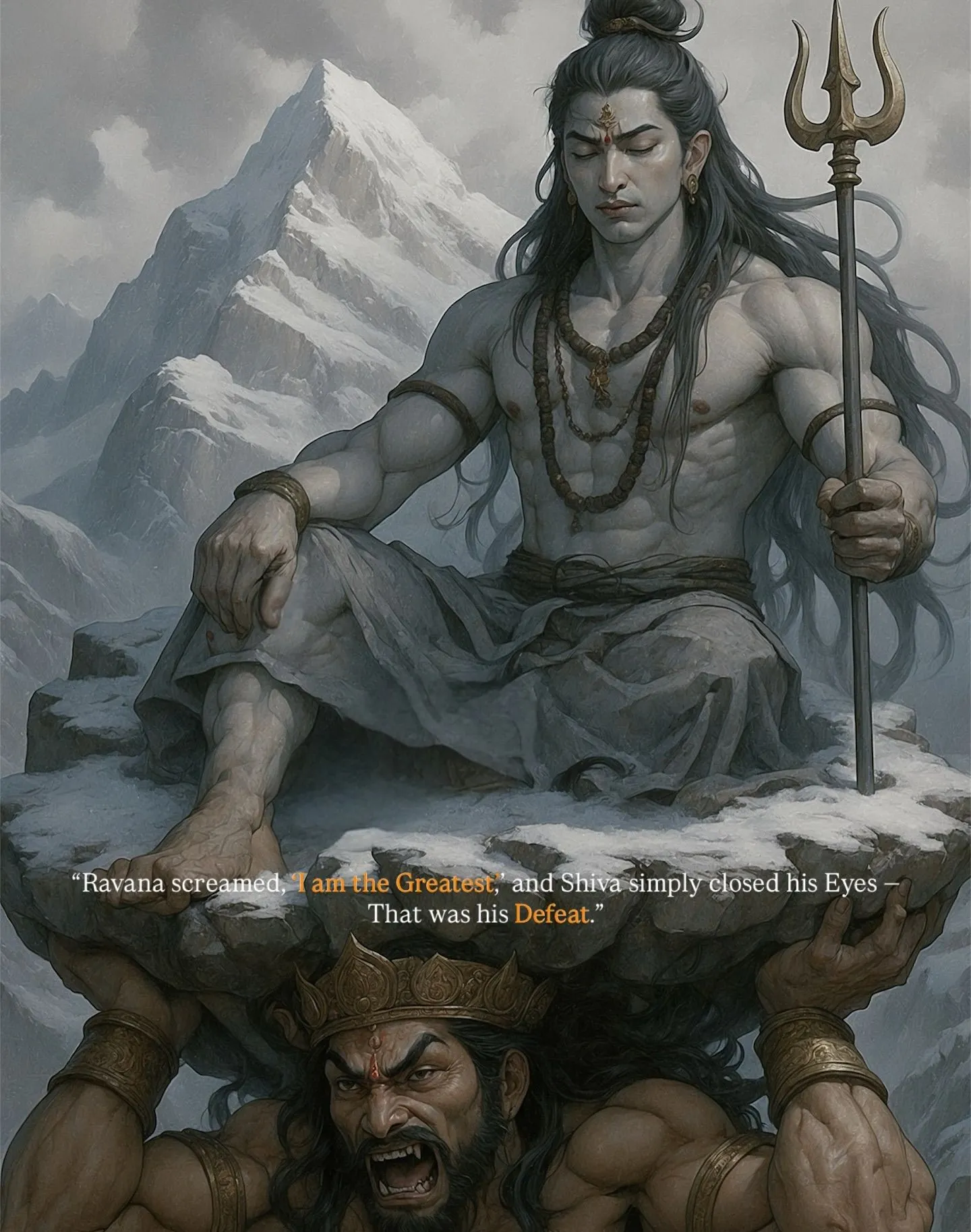 Ravana Defeated by Shiva Greatness and Strength Story Wallpaper
