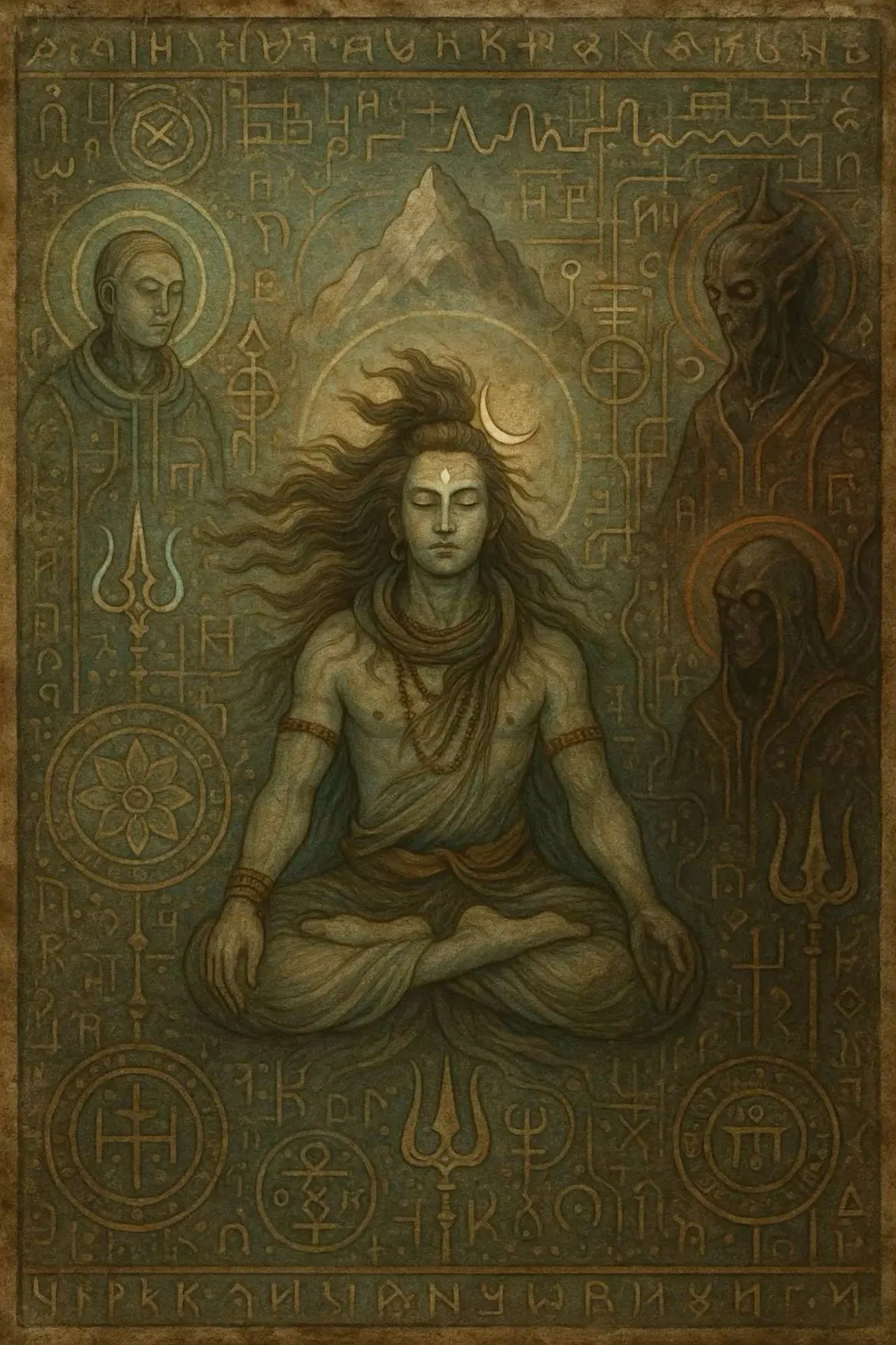 Sacred Lord Shiva in Ancient Symbolic Art Wallpaper