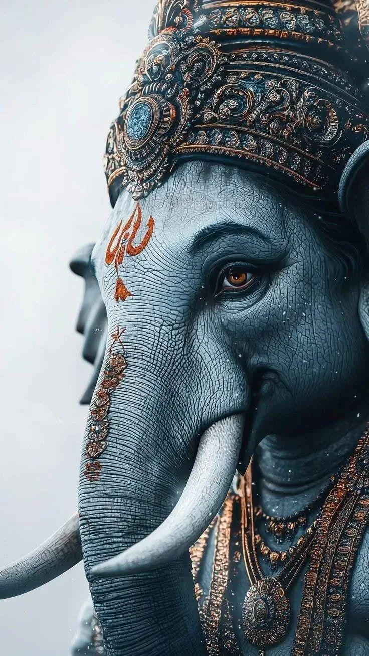 Side View of Artistic Blue Elephant Face Free Wallpaper